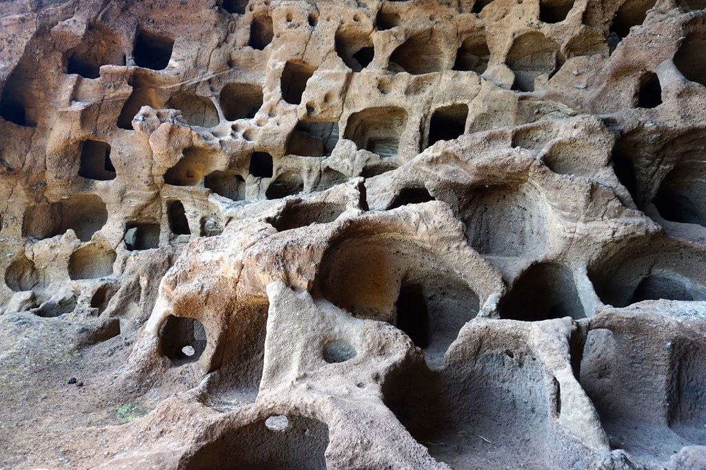 In Gran Canaria, at the Cenobio Valeron, these caves inhabited by the Guanches until the 15th centur