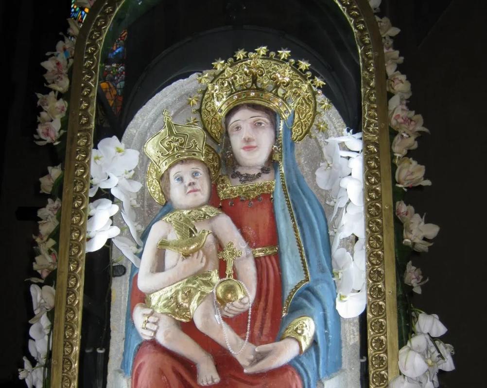 The Madonna dei Lattani was originally black, carved in basalt. As often happened, it was whitened d