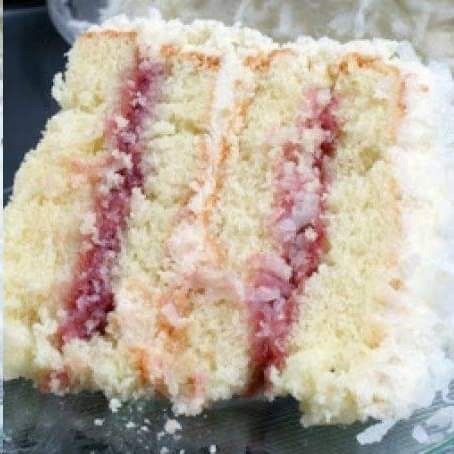 Raspberry Filled Coconut Cake