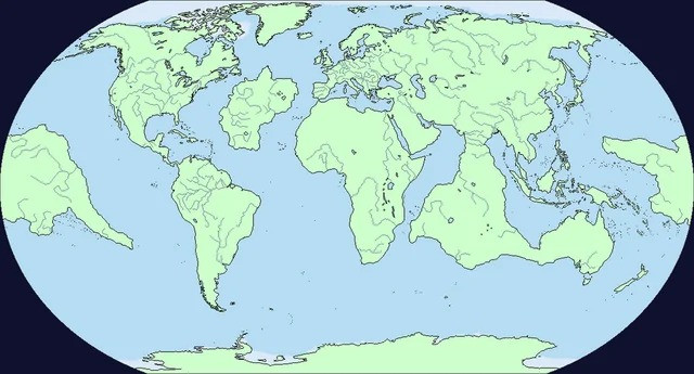 A map showing the continents of Lemuria (in the Indian Ocean) and Mu (in the Pacific).