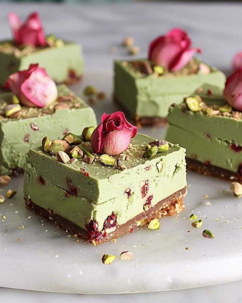 Pistachio Rose Vegan Cheesecake 🌿🌹