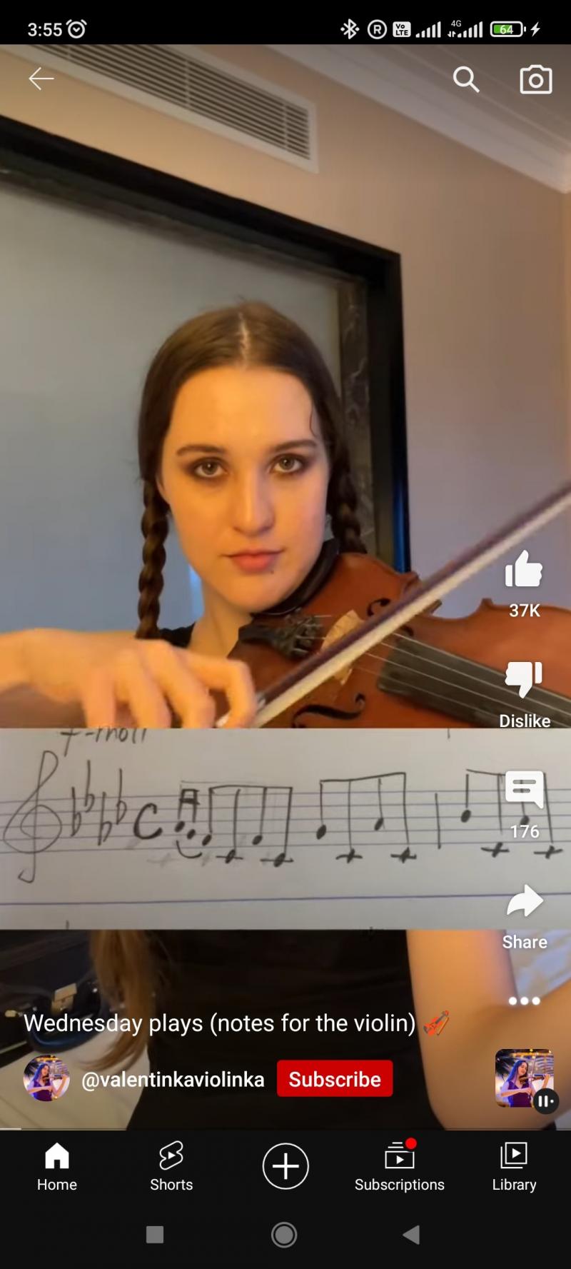 Wednesday's theme on violin