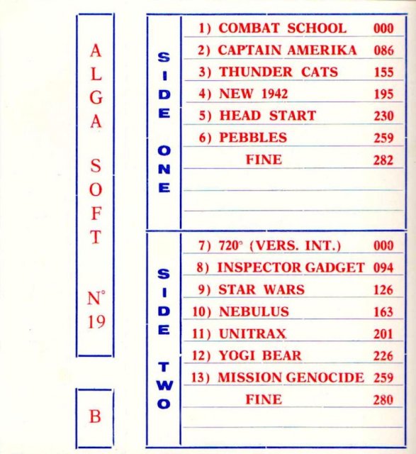 The covers and names of the Alga Soft compilations for Commodore 64